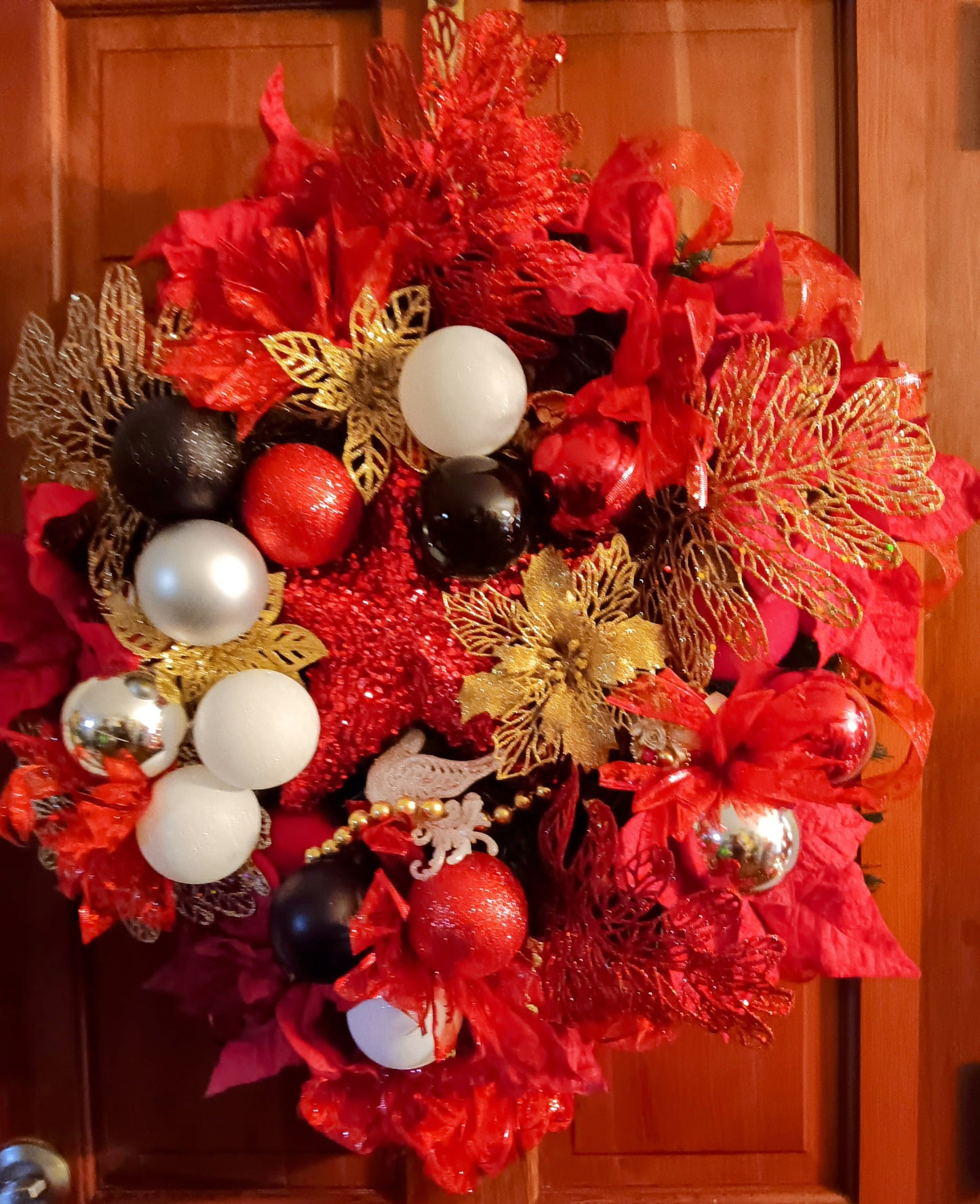 Handmade Wreath- Red, Gold, Black
