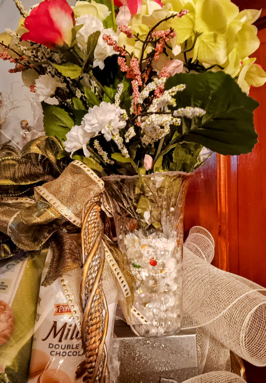 SOLD- One of a kind Bouquet & Treats Gift Basket