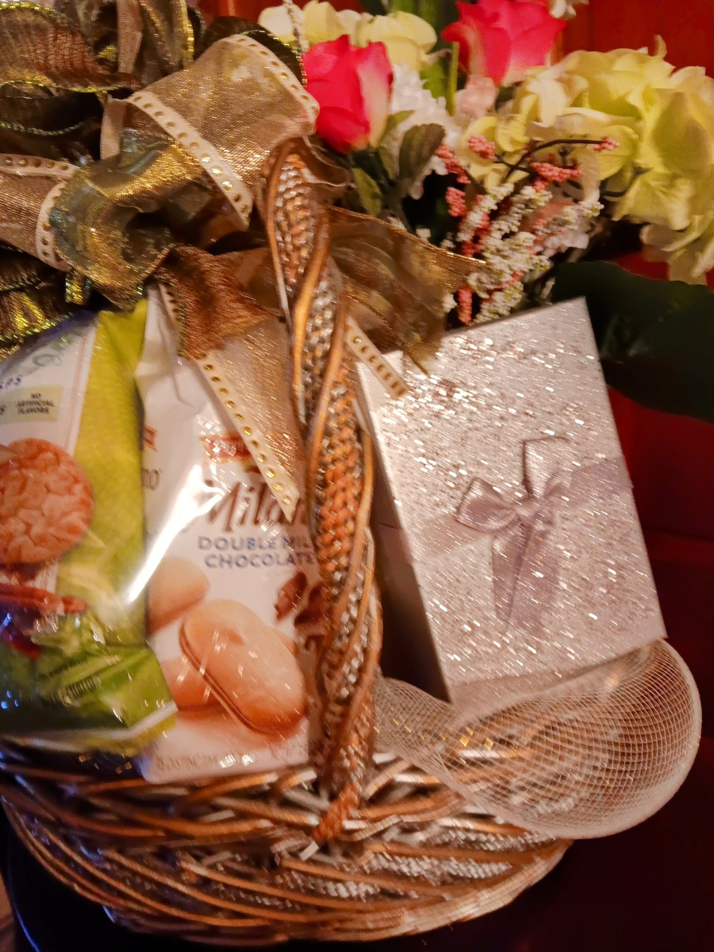 SOLD- One of a kind Bouquet & Treats Gift Basket