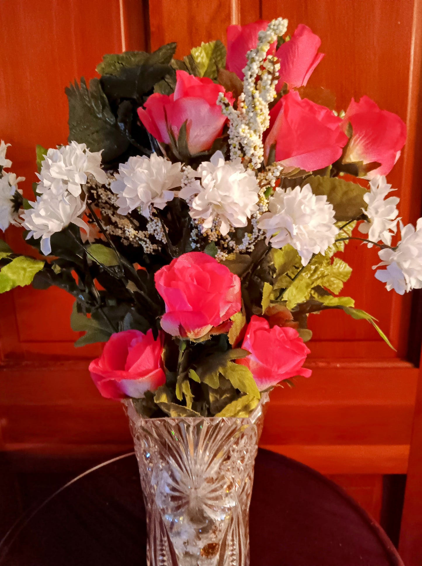 SOLD- One of a kind Rose Bouquet Arrangement- Clear Vase