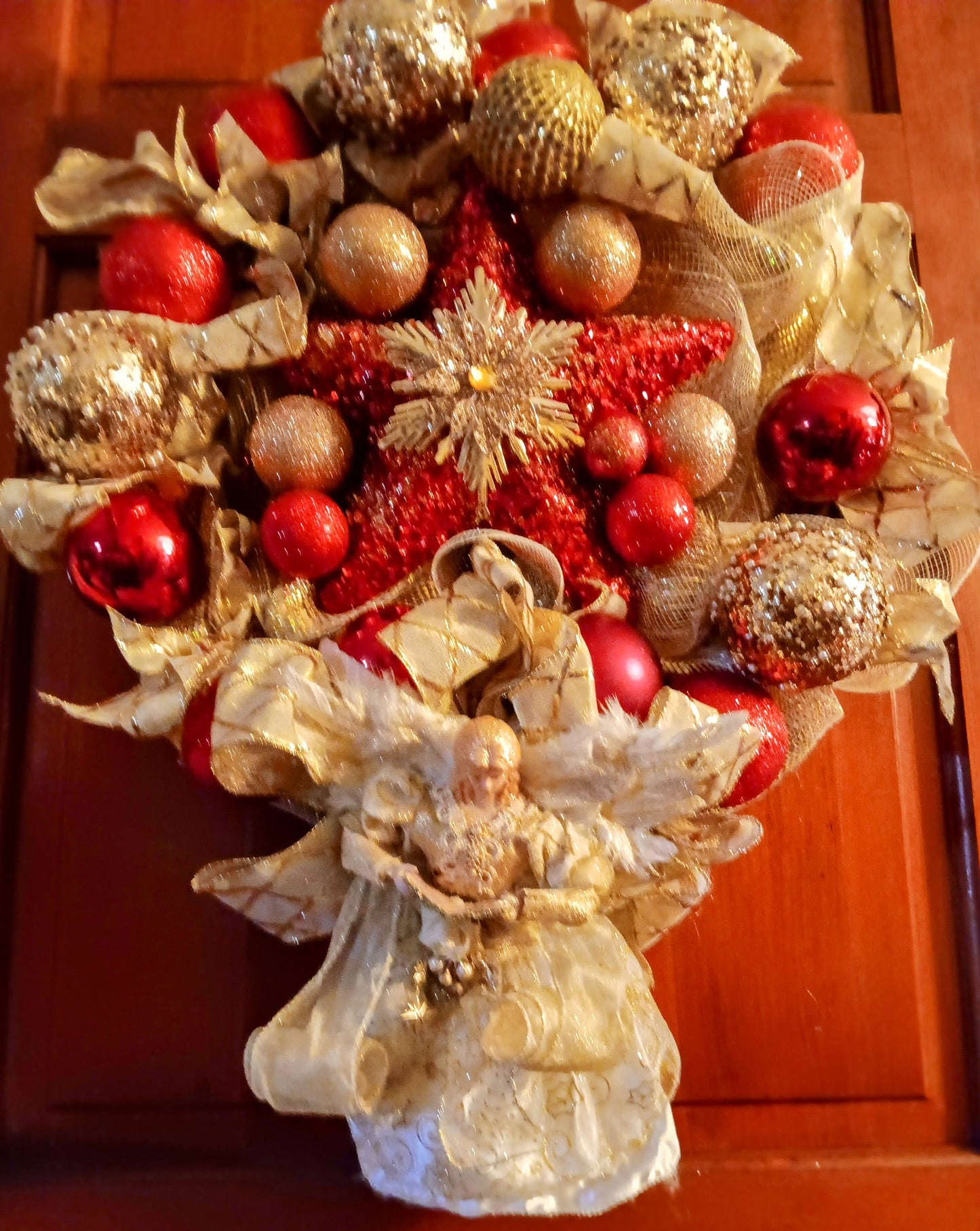 Handmade Wreath- Angel, Red and Gold