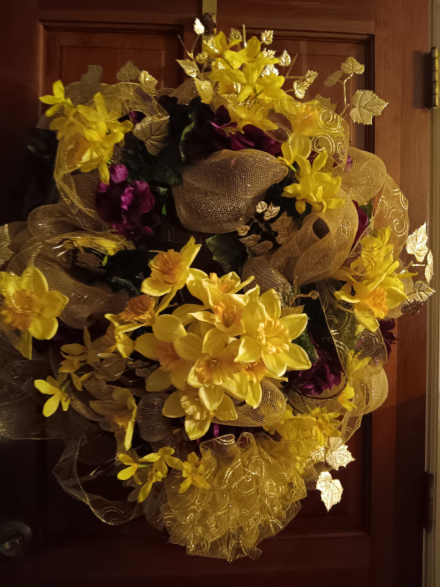 SOLD- One of a kind Handmade Wreath- Yellow, Gold, Purple
